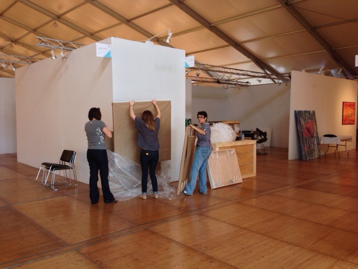 Installing our booth, 2013