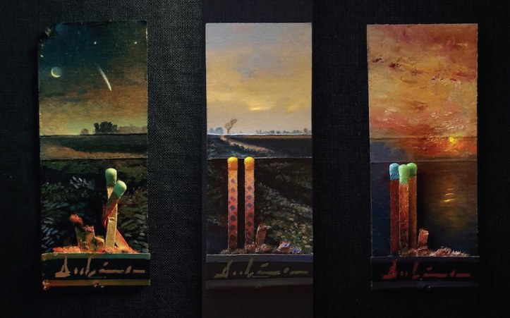 Matchbook paintings by Michael Dubina at Addington Gallery